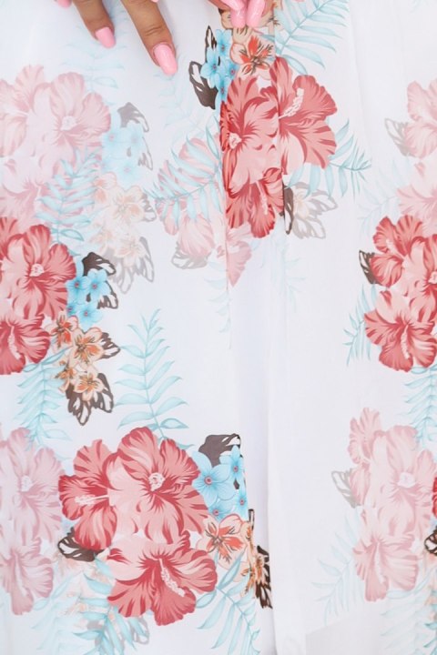 388-3 FRANCES szyfonowa kopertowa sukienka z długim rękawkiem - MALWY