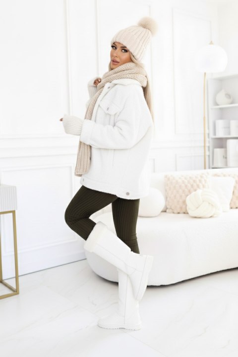 619-2 Wygodny i elegancki prążkowany kombinezon damski z dekoltem - khaki