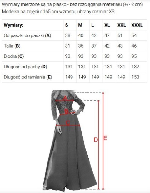 309-12 AMBER elegancka długa koronkowa suknia z dekoltem - kolor CHABROWY